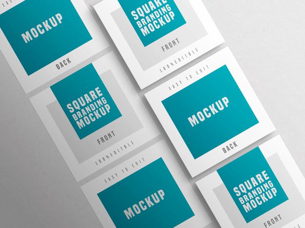 Free Multiple Square Business Card Mockup Psd