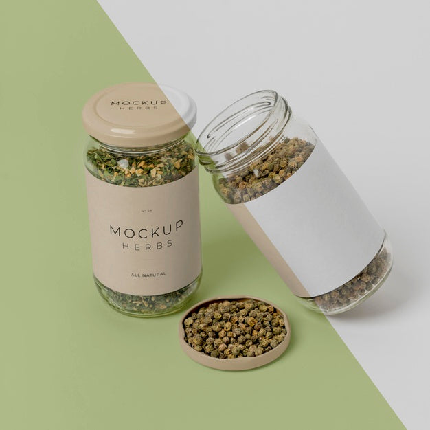 Free Natural Spices With Label Mock-Up Arrangement Psd