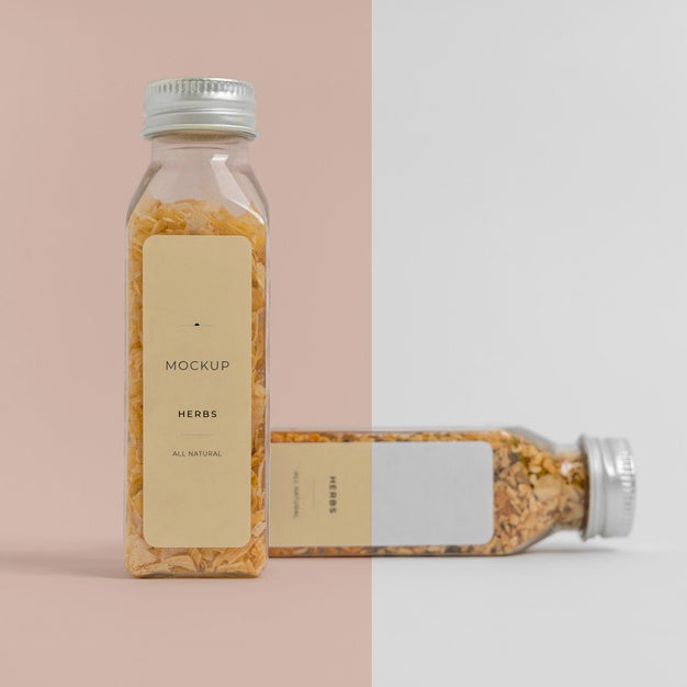 Free Natural Spices With Label Mock-Up Arrangement Psd
