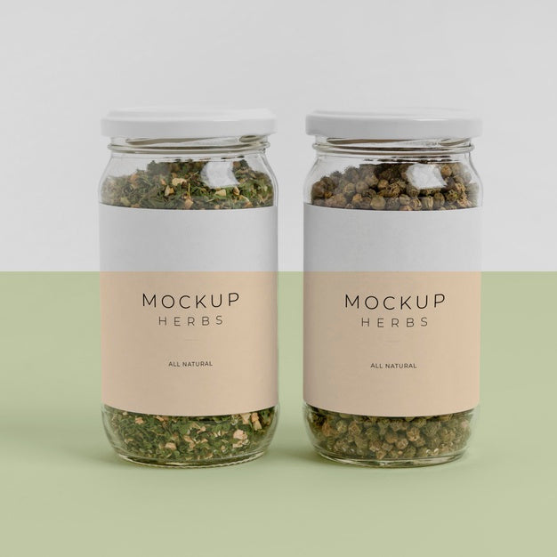 Free Natural Spices With Label Mock-Up Assortment Psd