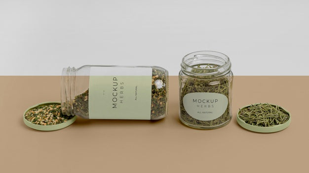Free Natural Spices With Label Mock-Up Assortment Psd