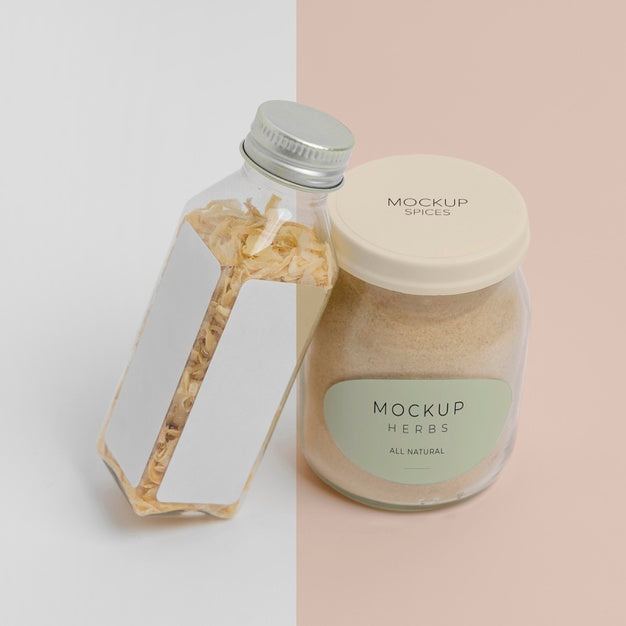 Free Natural Spices With Label Mock-Up Psd