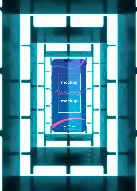 Free Neon Device Concept Mock-Up Psd