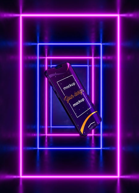 Free Neon Device Concept Mock-Up Psd