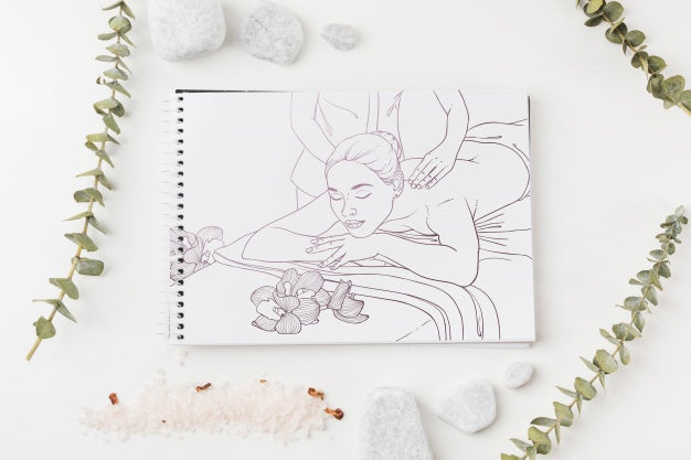 Free Notebook Mockup With Spa Concept Psd