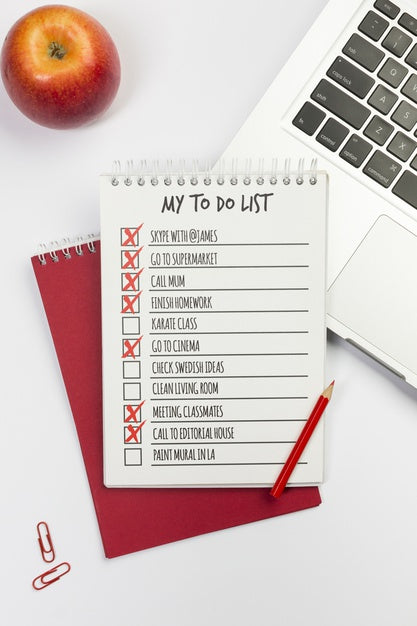 Free Notebook With To Do List Desktop Concept Psd