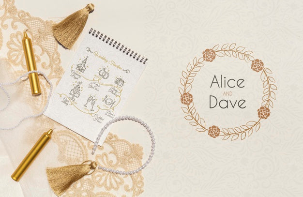 Free Notepad With Wedding Ideas Top View Psd