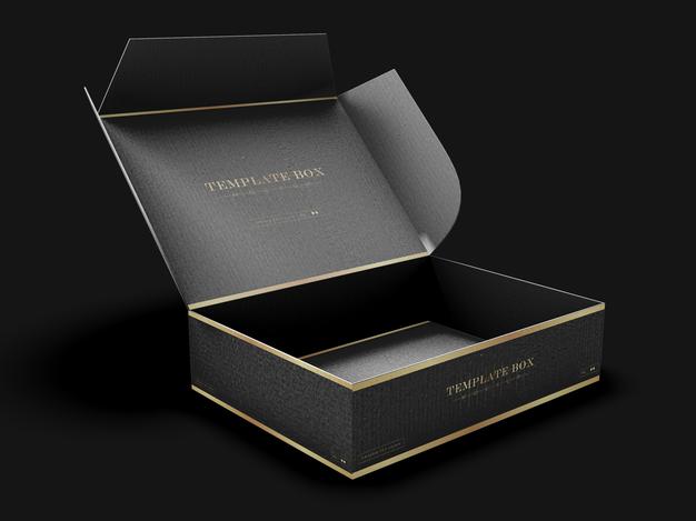 Free Open Rectangular Cardboard Box Mockup Psd