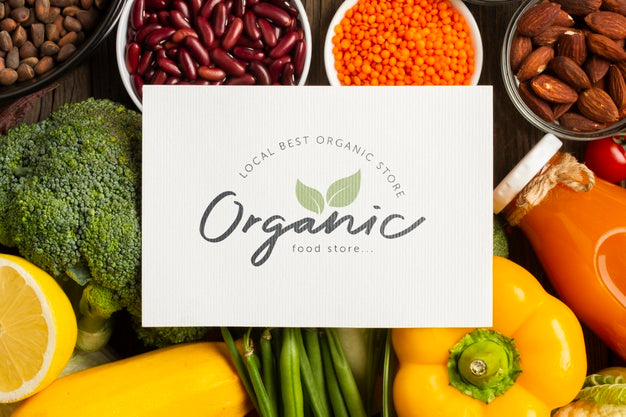 Free Organic Vegetables And Ingredients Top View Psd