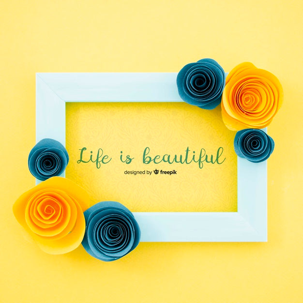 Free Ornamental Floral Frame With Motivational Quote Psd