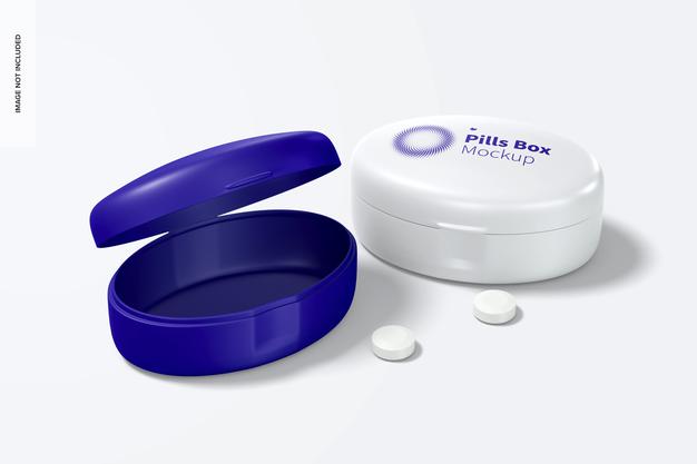 Free Oval Pills Box Mockup Psd