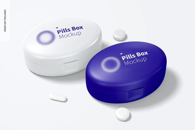 Free Oval Pills Boxes Mockup Psd