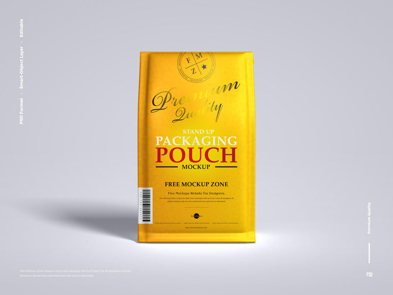 Free Packaging Stand Up Pouch Mockup