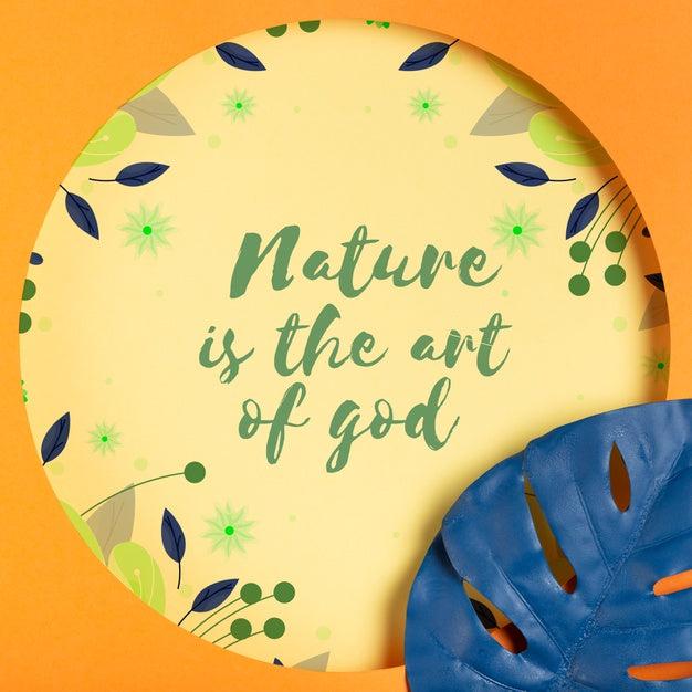 Free Painted Leaf Beside Paper Shape Concept Psd