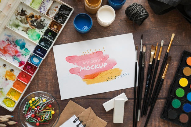 Free Painting Palette And Brushes Psd