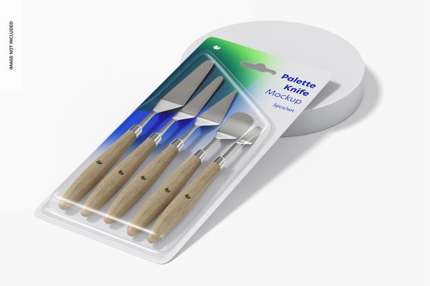 Free Palette Knife Set Mockup, Dropped Psd