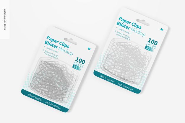 Free Paper Clips Blisters Mockup Psd