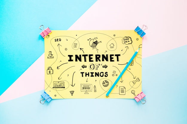 Free Paper Mockup With Internet Of Things Concept Psd