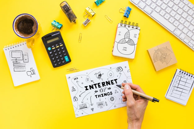 Free Paper Mockup With Internet Of Things Concept Psd