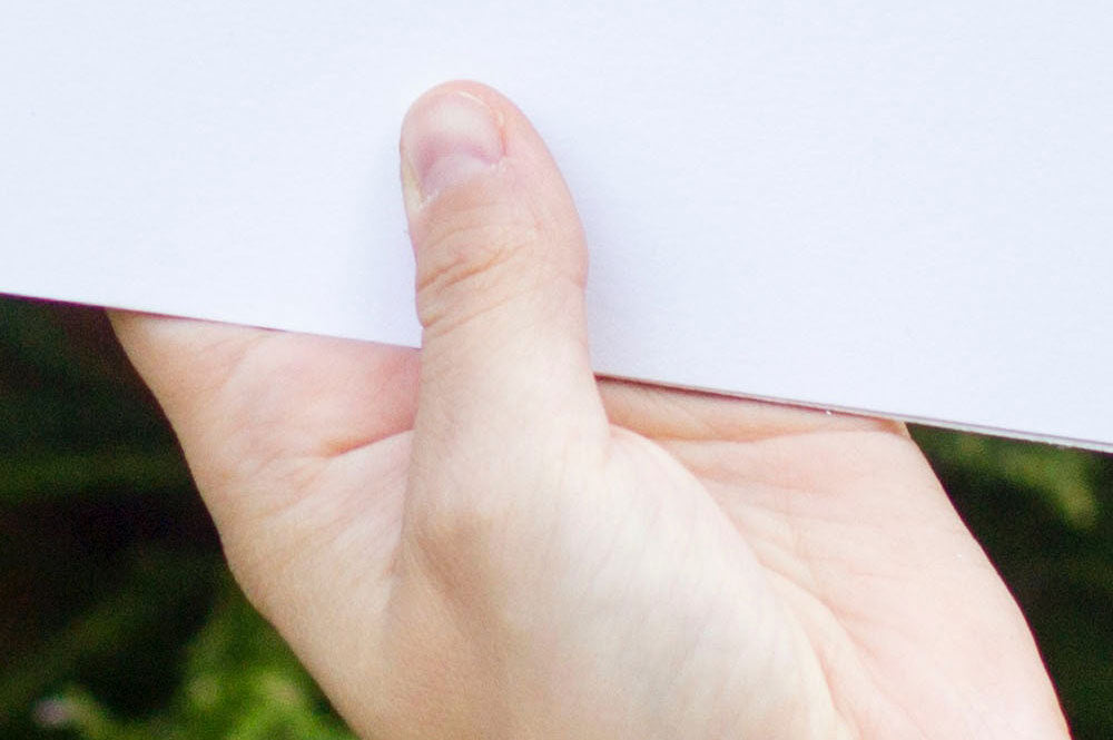 Free Empty White Paper in a Hand PSD Mockup