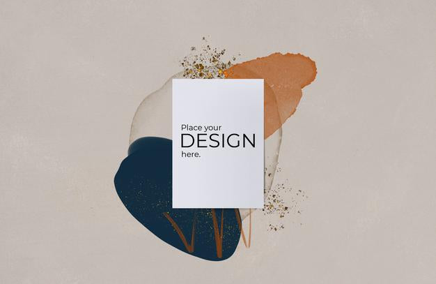 Free Paper Sheet Mockup Over Watercolor Stain Psd