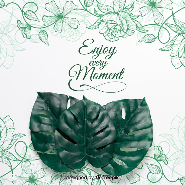 Free Paper Sheet With Message And Realistic Leaves On Top Psd