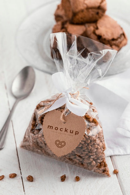 Free Pastry In Transparent Packaging High Angle Psd