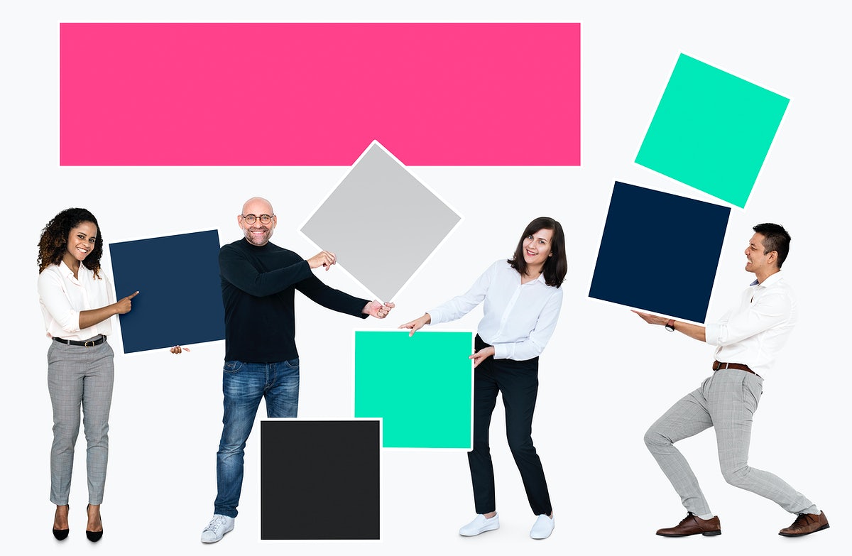 Free People With Blank Colorful Boxes