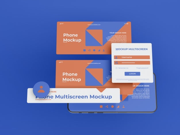 Free Phone Mockup Design Of Multiscreen Gravity Psd