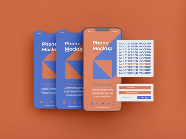 Free Phone Mockup Design Of Multiscreen Gravity Psd