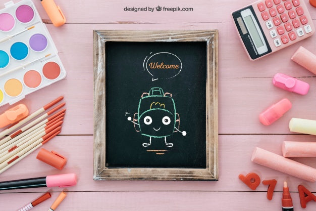 Free Pink Decorative Back To School Composition Psd