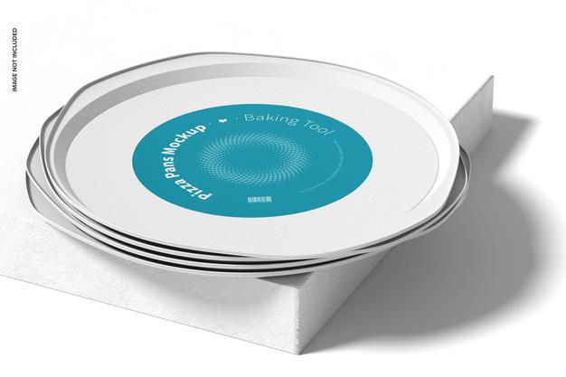 Free Pizza Pans Mockup, Stacked Set Psd