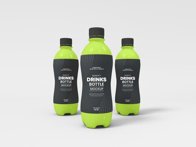 Plastic Health Drink Bottles Packaging Mockup - Design Cuts