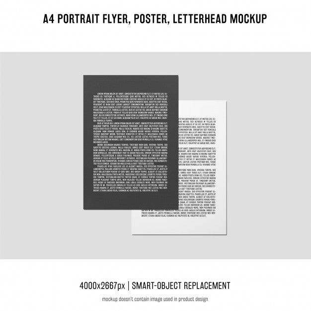 Free Portrait Flyer, Poster, Letterhead Mockup Psd