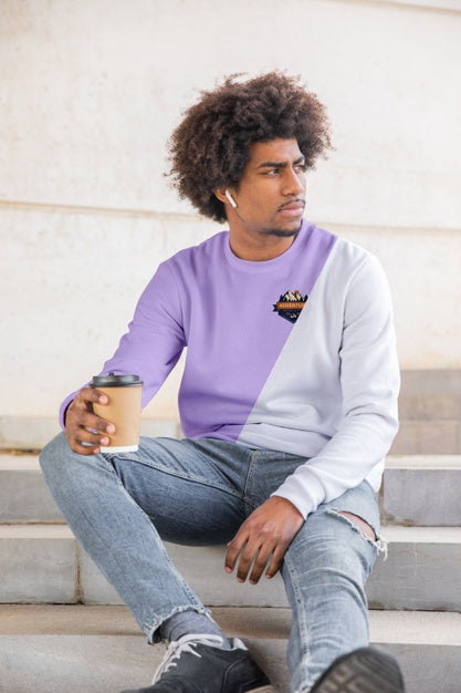 Free Portrait Man With Hoddie Sitting On Stairs Psd