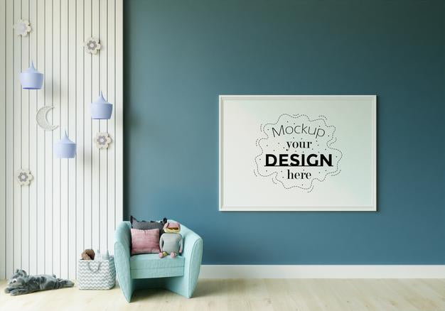 Free Poster Frame In Children'S Bedroom Mockup Psd
