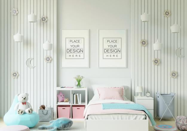Free Poster Frame In Children'S Bedroom Mockup Psd
