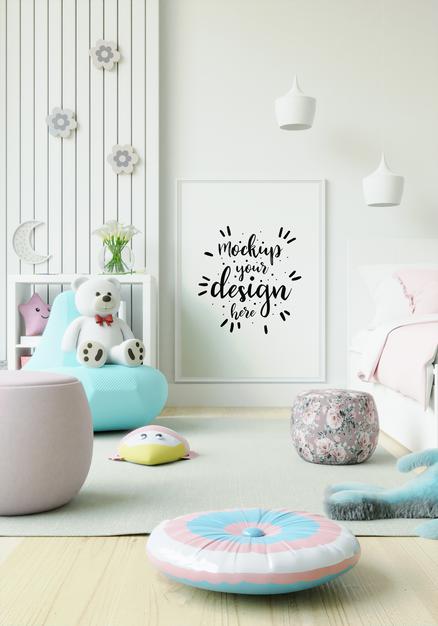 Free Poster Frame In Children'S Bedroom Mockup Psd