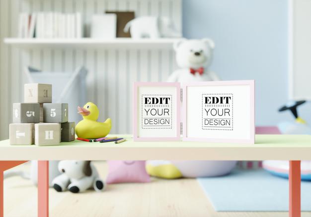 Free Poster Frame In Children'S Bedroom Mockup Psd