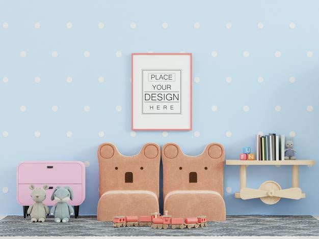 Free Poster Frame In Kids Room Psd Mockup Psd
