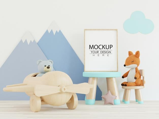 Free Poster Frame In Kids Room Psd Mockup Psd