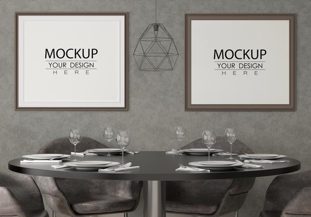 Free Poster Frame In Living Room Psd Mockup Psd