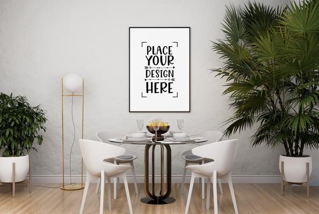 Free Poster Frame In Living Room Psd Mockup Psd