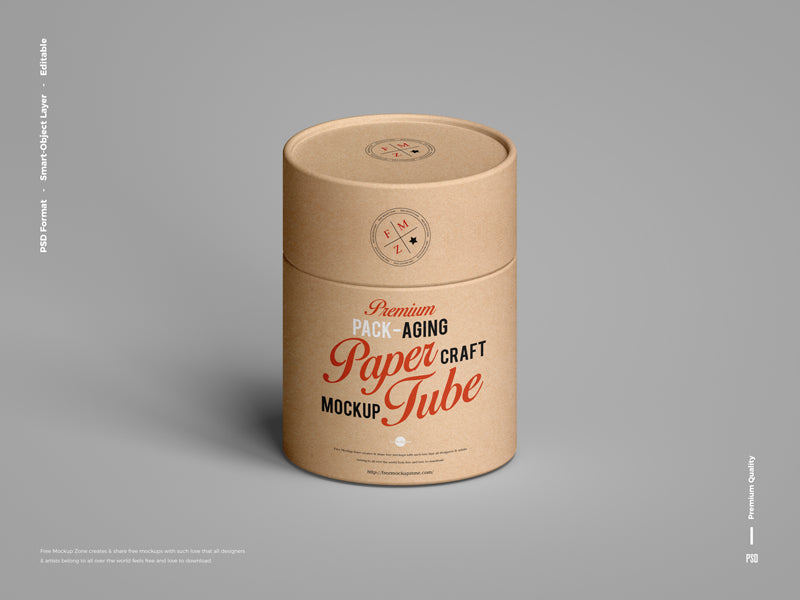 Free Premium Packaging Craft Paper Tube Mockup