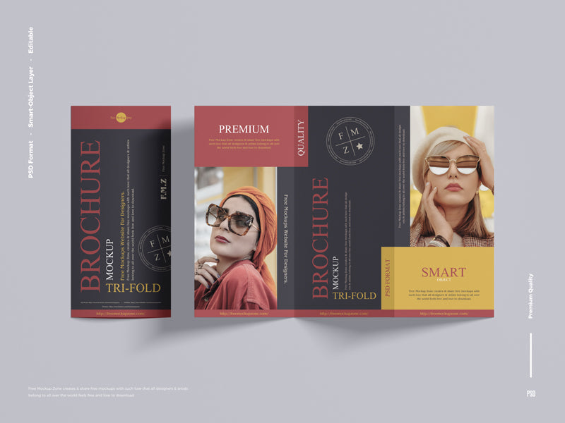Free Premium Tri-Fold Brochure Mockup