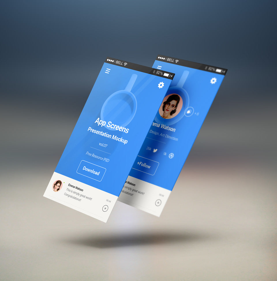 Free Perspective App Screens Mockup