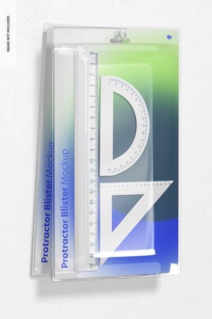 Free Protractor Blister Mockup, Hanging On Wall Psd