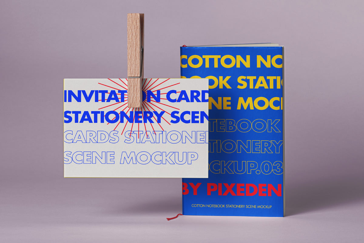 Free Psd Notebook Card Mockup Scene