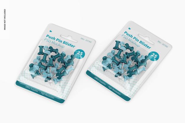 Free Push Pin Blisters Mockup Psd