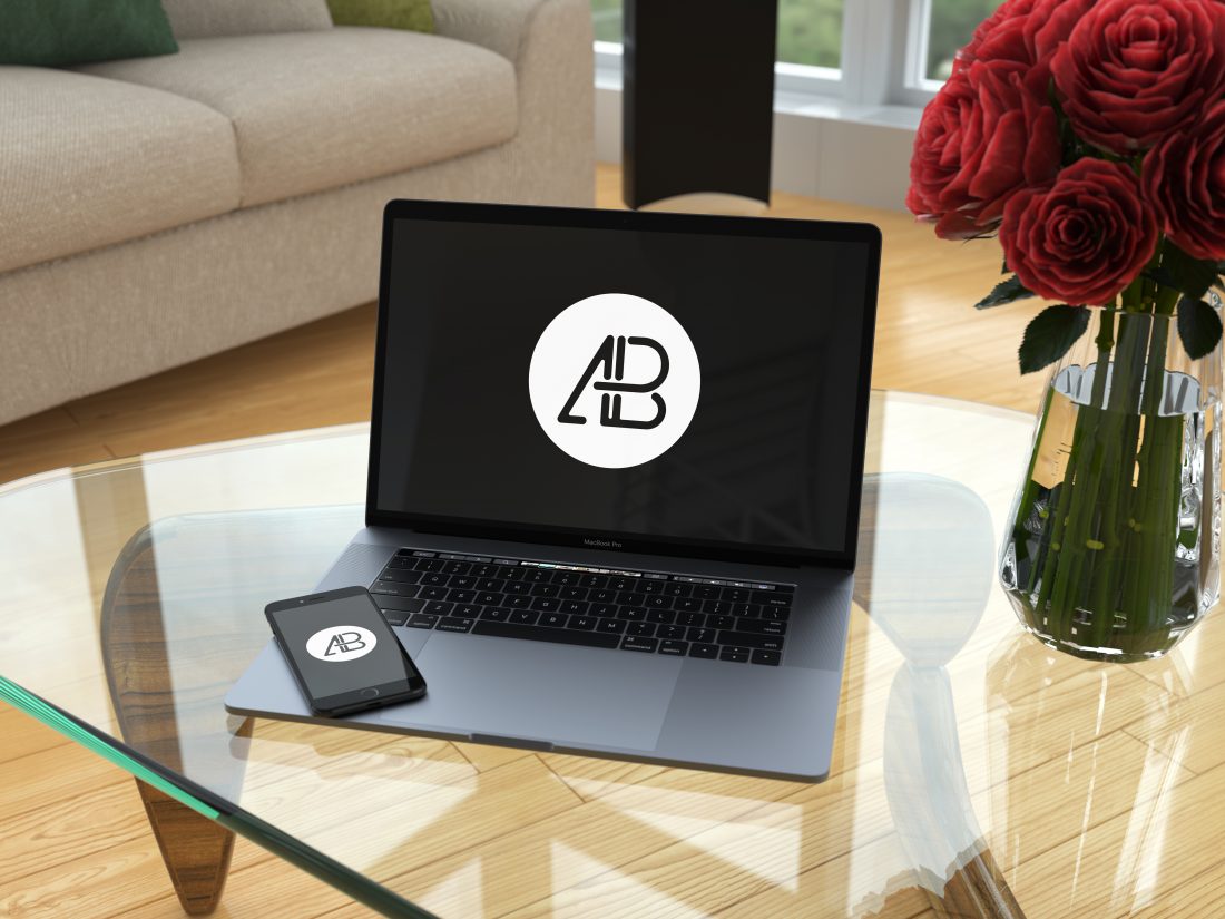 Free Realistic 2016 Space Gray Macbook Pro Mockup Vol.7